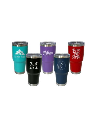 30 ounce Cup Holder Friendly Stainless Steel Cup with Lid, laser engraved yeti style tumbler cup with lid, monogrammed cup, monogrammed gift, laser etched cup, custom gifts, rv channel logos