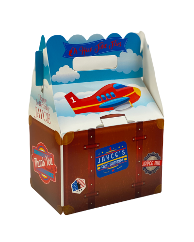 Vintage Airplane Luggage • Time Flies Birthday Party Favor Box