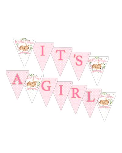 Baby Deer Baby Girl Baby Shower Ribbon Banner, It's A Girl