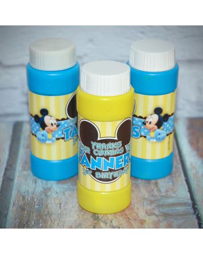 Baby Mickey First Birthday Personalized Bubbles Favors, 12 count