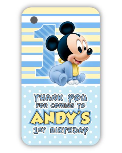 Baby Mickey First Birthday Personalized Favor Tags