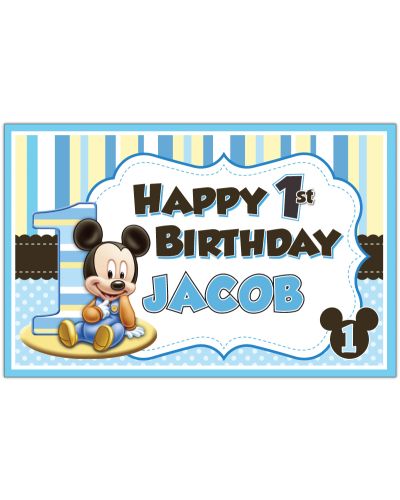 Baby Mickey First Birthday Personalized Party Posters