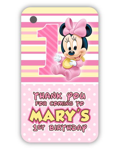 Baby Minnie First Birthday Personalized Favor Tags