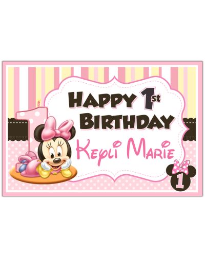 Baby Minnie First Birthday Personalized Party Posters