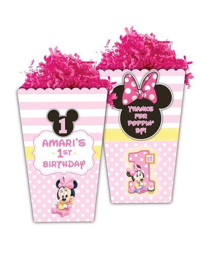 Baby Minnie Mouse First Birthday Large Popcorn Box