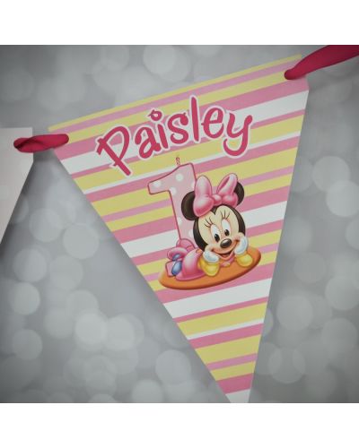 Baby Minnie Mouse First Birthday Party Ribbon Banner