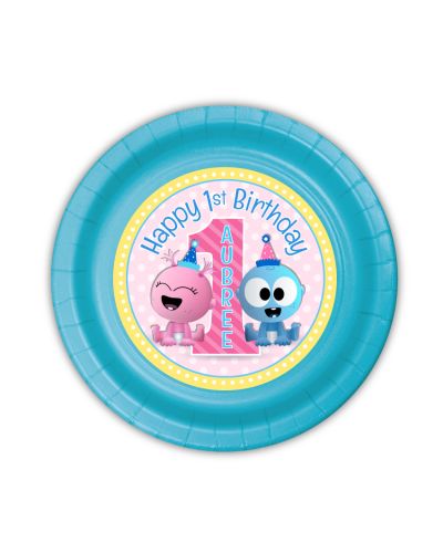 BabyFirst Baby Goo Goo & Gaa Gaa Party Personalized Plates, 7inch, 12 count