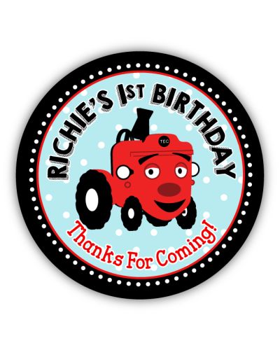 Tec the Tractor Party Personalized 3" Stickers