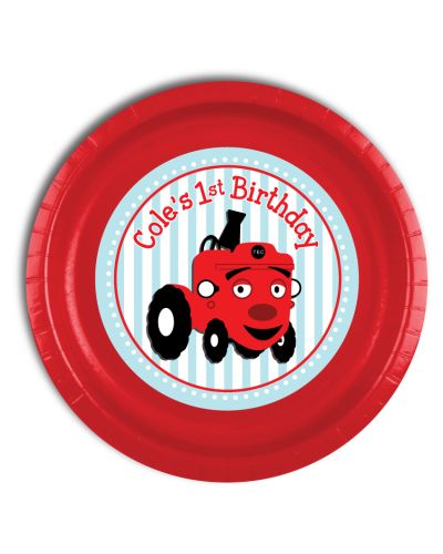 Tec the Tractor Party Personalized Plates, 9inch, 12 count