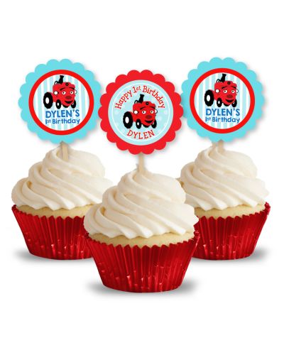 Tec the Tractor Party Personalized Cupcake Toppers