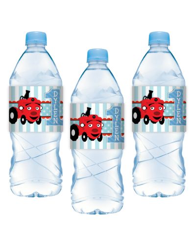 Tec the Tractor Personalized Water Bottle Label Stickers