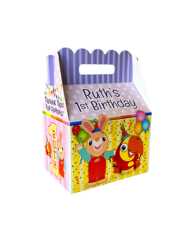 BabyFirstTV Harry Bunny & VocabuLarry Rainbow Birthday Party Favor Gable Box