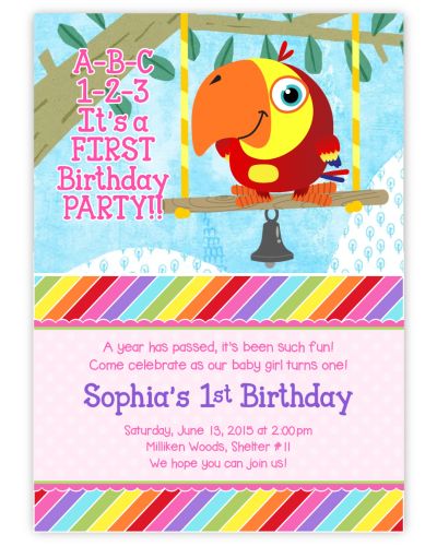 BabyFirstTV VocabuLarry Rainbow Fun First Birthday Photo Invitation