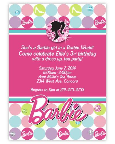 Barbie Birthday Party Invitation, 16 count