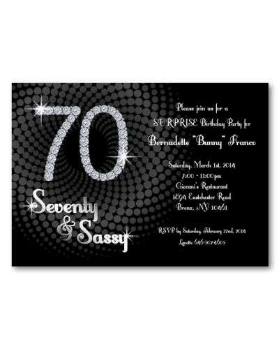 Bling Diamond 70th Birthday Invitation, 16 count
