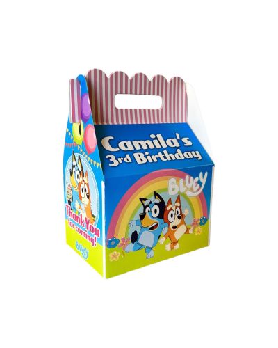 BLUEY BIRTHDAY PARTY GABLE FAVOR BOX PINK - We've designed our gable favor boxes to be user-friendly and hassle-free. With simple folding and tab closure, these boxes can be assembled within minutes, saving you time and effort during party preparations. N