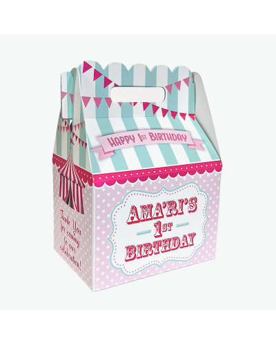 Circus Carnival Girl Party Pink and Aqua Party Favor Box