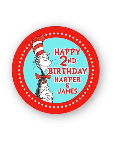 Cat in the Hat Birthday Party, Personalized 2.25" Stickers