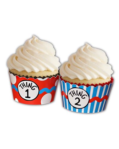 Cat in the Hat Birthday Party, Personalized Cupcake Wrap Covers