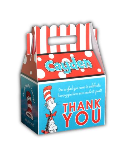 Cat in the Hat Birthday Party, Personalized Gable Box Favor