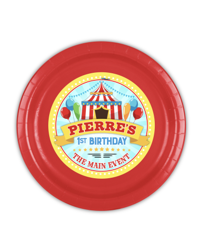 Carnival party plates, circus party plates, carnival first birthday, 1st birthday circus party, personalized plates, custom party supplies, on sale