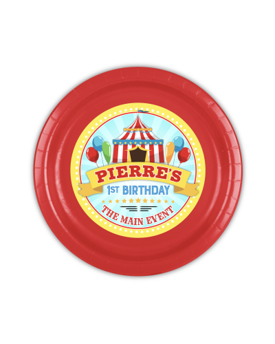 Carnival party plates, circus party plates, carnival first birthday, 1st birthday circus party, personalized plates, custom party supplies, on sale