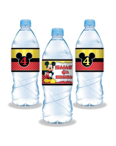 Classic Mickey Mouse Party Adhesive Water Bottle Labels