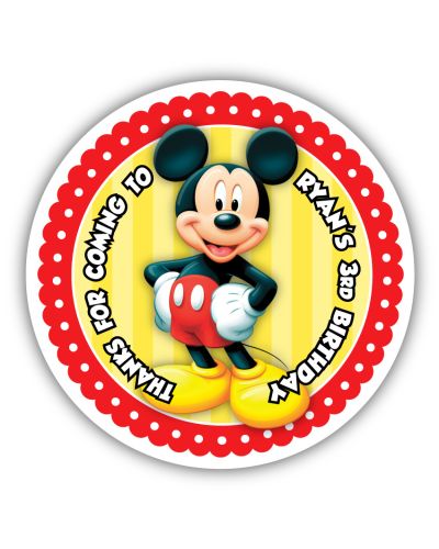 Classic Mickey Mouse Personalized 3.33" Glossy Stickers