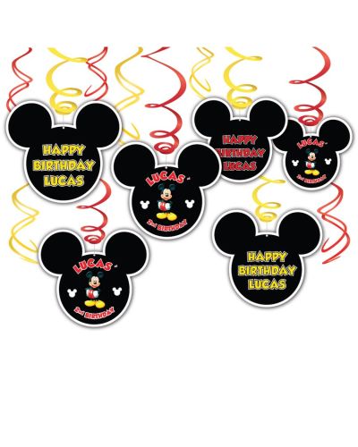 Classic Mickey Mouse Birthday Party Hanging Swirl Decorations