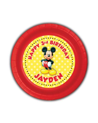 Classic Mickey Mouse Personalized Party Plates, 7 inch, 12 count