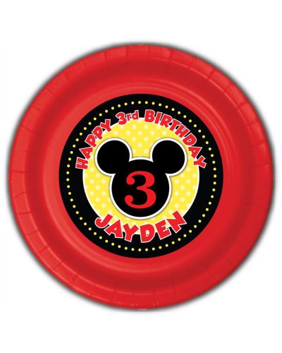 Classic Mickey Mouse Personalized Party Plates, 9 inch, 12 count