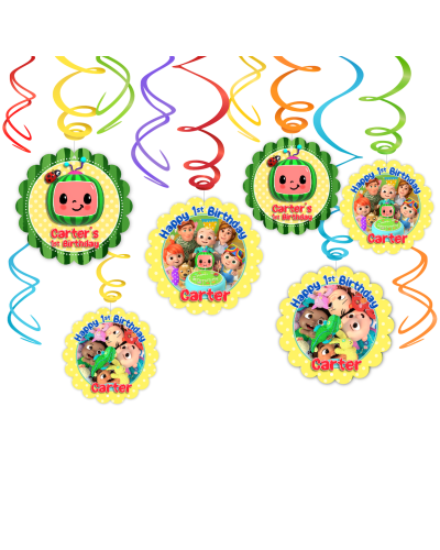 Cocomelon Birthday Party Hanging Swirl Decorations 