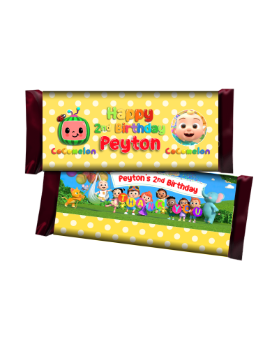Cocomelon Birthday Party Personalized Hershey's Chocolate Candy Bar Wrappers, 12 count