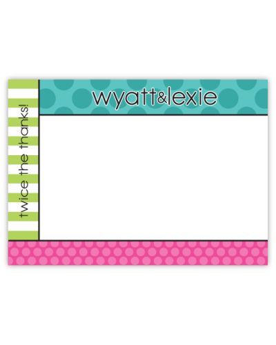Cupcake Brights Twins Thank You Note Card