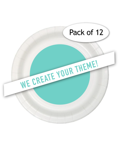 Custom Printed Personalized Party Plates, Choose Your Theme, Meal Size, 12 count