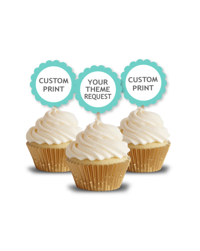 Custom Theme Request Personalized Cupcake Toppers / Picks | Made To Match Your Party, 12 count
