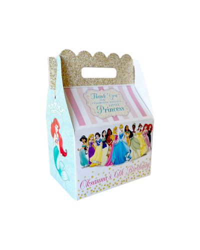 Disney Princess Favorites Birthday Party Custom Gable Box, personalized princessparty favor