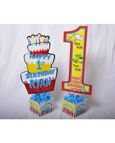 Dr Seuss Favorite Friends Birthday Party, Large Personalized Table Centerpiece BIG ONE