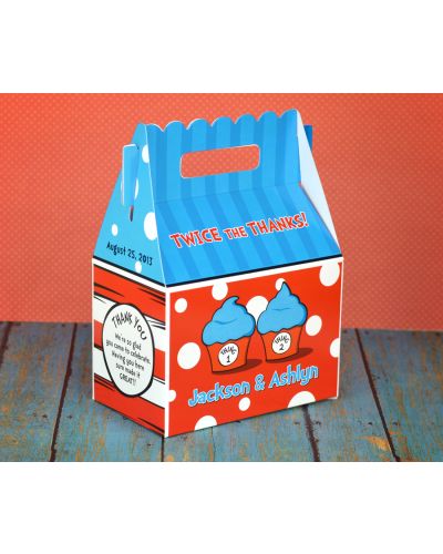 Dr. Seuss Thing 1 & Thing 2 Cupcakes Personalized Gable Box Favor