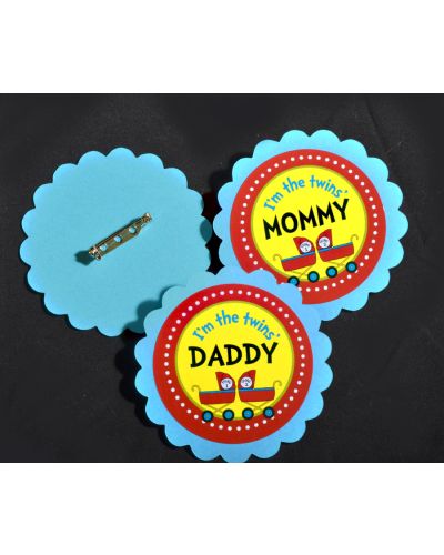 Dr. Seuss Thing 1 Thing 2 Multi-Color Prams Personalized Pin on Baby Shower Name Tags