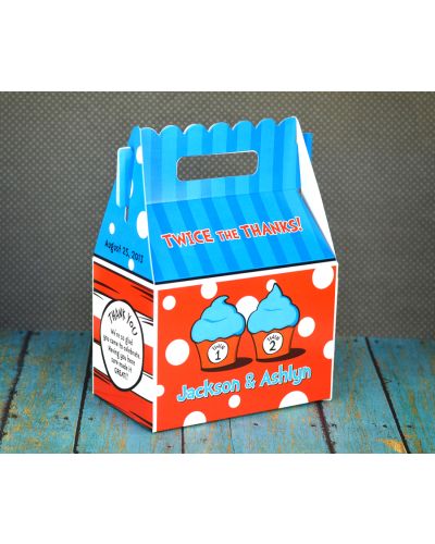 Dr. Seuss Twin 1 & Twin 2 Cupcakes Personalized Gable Box Favor