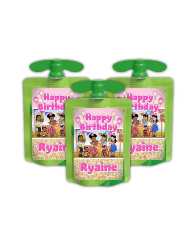 Gracies Corner GoGo Fruit Squeezers Party snack labels, personalized party snacks
