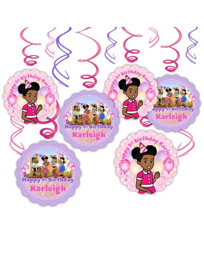African American, Hanging swirl decorations, Custom party supplies, Personalized party decorations, Unique party favors, African American Themed party supplies, High-quality party products, Customized event accessories, Gracie’s Corner party supplies, Exc