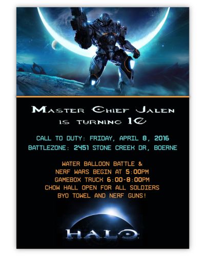 Halo Gamer Party Invtation, 16 count