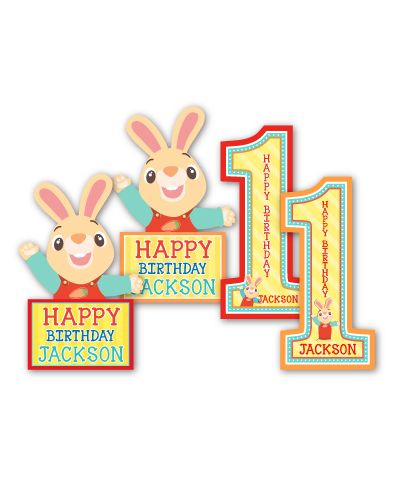 Harry the Bunny Personalized "Cutouts" Party Decorations, 5 pack