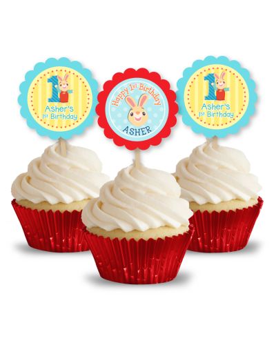 Harry the Bunny Party Personalized Cupcake Toppers