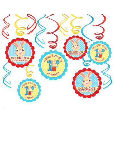 Harry the Bunny Birthday Party Hanging Swirl Decorations