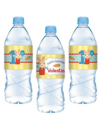 Harry the Bunny Personalized Water Bottle Label Stickers