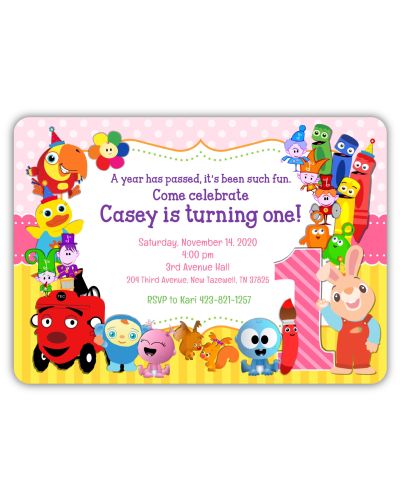 BabyFirstTV First Birthday Invitation for Baby Girl, 16 count