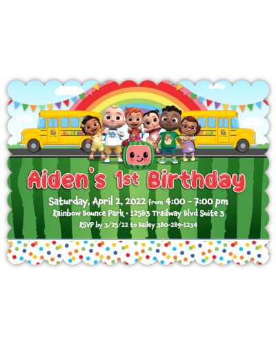 Cocomelon Birthday Party Invitations Personalized